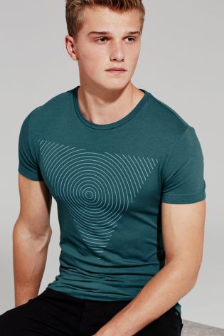 Teal Muscle Fit Graphic T-Shirt